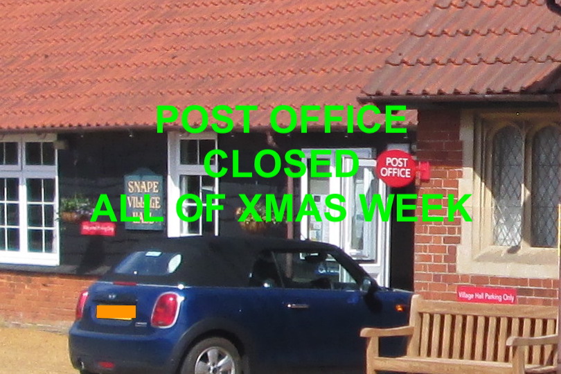 POST OFFICE CLOSED until 3rd January