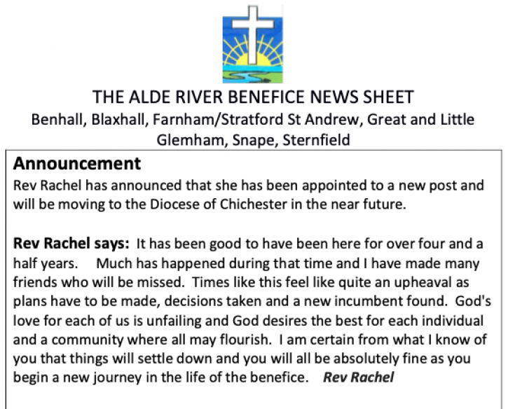 220123 Rev Rachel leaving announcement