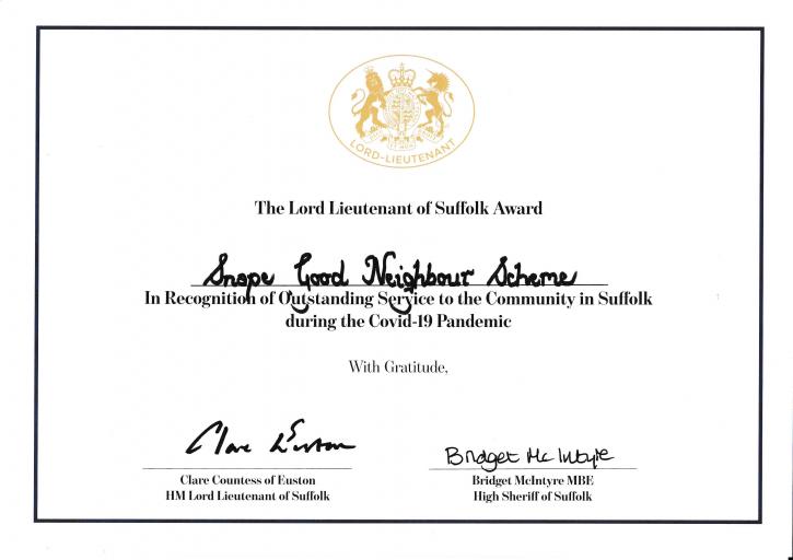 HM Lord Lts special Cert of Merit