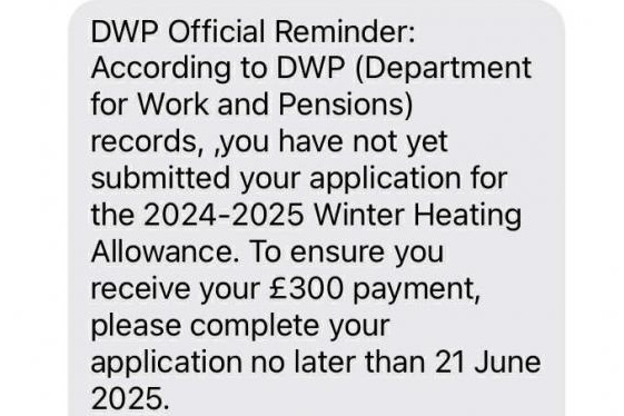 HMRC scam warning of fake Winter Fuel Payment message
