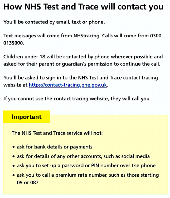 How NHS Test and Trace will contact you